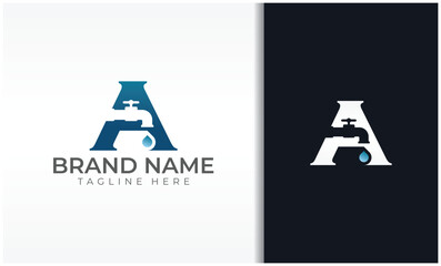 Letter a water faucet logo