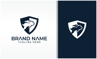 Shield and rabbit logo design vector