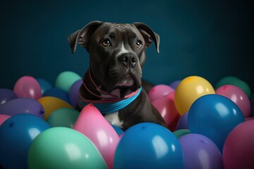 Dog in a Pile of Balloons