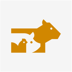 Farm animals logo cow, pig and chicken. Icon design. Template elements