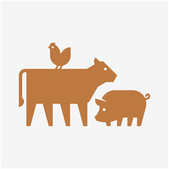 Farm animals logo cow, pig and chicken. Icon design. Template elements