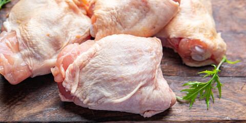 raw chicken thigh chicken legs meat meal food snack on the table copy space food background rustic top view 