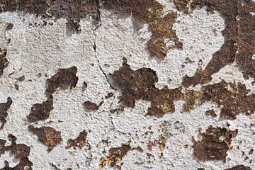 Old brown paint peeling off concrete crisp texture
