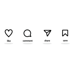 set of icons like comment share save for web and mobile - obrazy, fototapety, plakaty