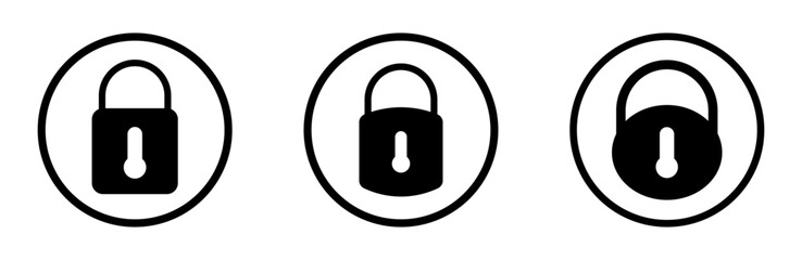 Vector icon locked lock. Padlock symbol. Black and white lock illustration.
