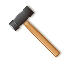 Realistic hammer sledgehammer with wooden handle. Vector industrial workers tool. Equipment for repair, contract and locksmith work. vector