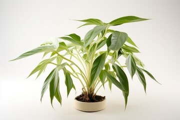 Fototapeta na wymiar Lush Green Plant on Bright White Background