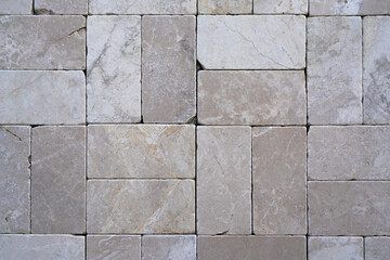 Texture of decorative masonry stones. white marble rectangles
