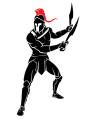 Spartan Soldier with Double Sword Silhouette