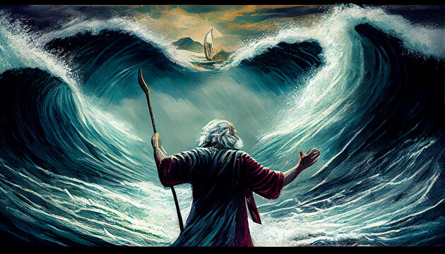 Moises controling the sea