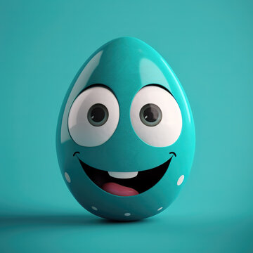 A Cute Easter Egg Smiling: Discover the Magic of Easter Through the Enchanting Smile of a Festive, Playful Egg - Generative AI