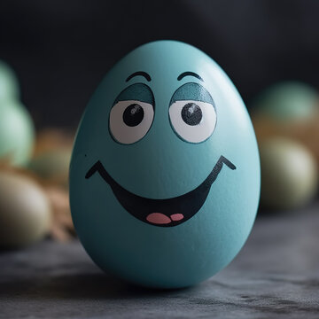 Easter Egg Excited: Unveil a Magical Easter Experience with a Happy Easter Egg A Facial Expression Capturing Joy and Holiday Cheer - Generative AI
