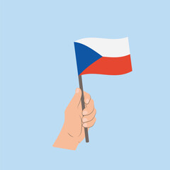 Flag of Czech Republic, Hand Holding flag