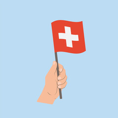Flag of Switzerland, Hand Holding flag