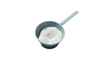 Sport food supplement powder 3d render on trasparent background. Supplement, creatine, hmb, bcaa, amino acid or vitamine in a white scoop. Sport nutrition healthy life concept
