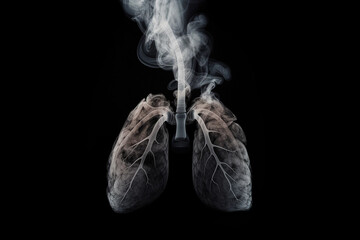 Lungs of a smoker. Generative AI illustration
