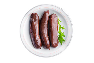 black pudding fresh bloody sausage meal food snack on the table copy space food background rustic...