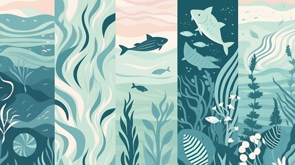Simple and subtle aquatic background pattern for web and poster design. Generative AI