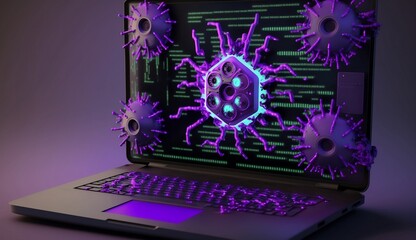 Fototapeta premium Laptop Virus Computer Virus Notebook Virus Table Virus