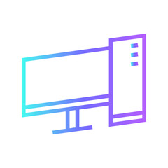 computer business icon with purple blue outline style. business, icon, symbol, note, vector, document, office. Vector illustration