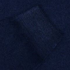 Blue wool jumper sleeve close up