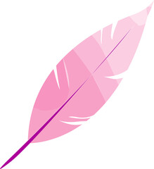 Pink pastel feather in watercolor painting.