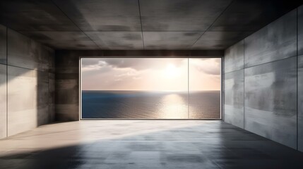 Industrial Concrete Room with Ocean View