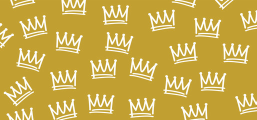 Cartoon golden sketch crown. Graffiti crown icon, Queen or king crowns. Royal imperial coronation symbols, monarch majestic jewel tiara icons. Prins en prinses, diadems or diamond gold crowns