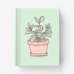 book with flowers, plants, trees diary aesthetic simple design generative ai 
