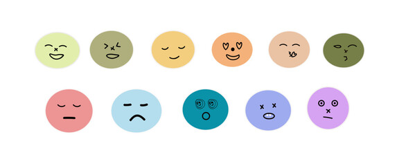 Set of Emoticons Different Colorful characters with Various Expression
