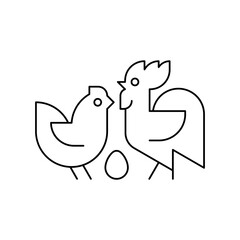 Farm animals logo Rooster and chicken. Icon design. Template elements