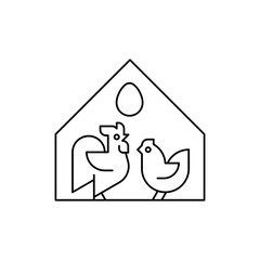 Farm animals logo Rooster and chicken. Icon design. Template elements