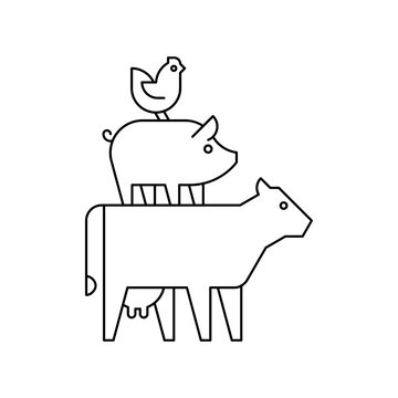 stacked farm animals outline clip art preview
