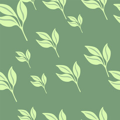 Naklejka na ściany i meble Simple leaves Seamless pattern. Decorative forest leaf endless wallpaper. Organic background.
