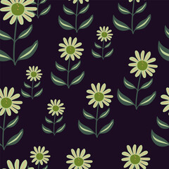 Simple flower seamless pattern. Elegant botanical background. Abstract floral wallpaper.