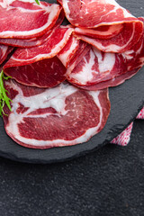 coppa cured meat sausage pork neck meal food snack on the table copy space food background rustic top view