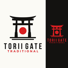 torii gate vector template. japanese culture tori building graphic illustration.