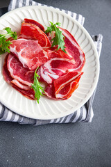 coppa cured meat sausage pork neck meal food snack on the table copy space food background rustic top view