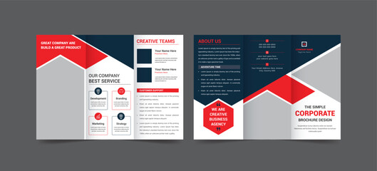 Tri fold brochure design with circle, corporate business template for tri fold flyer. Brochure design, brochure template, Business booklet, catalog, magazine, magnetic, design