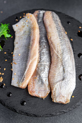 herring fillet fish seafood meal food snack on the table copy space food background rustic top view
