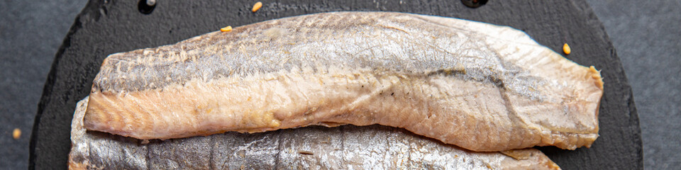 herring fillet fish seafood meal food snack on the table copy space food background rustic top view