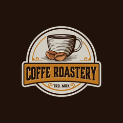 coffee vintage badge vector template. coffee drink graphic illustration in emblem style.