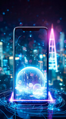 Fototapeta premium Translucent smart mobile phone and a creative communication concept. Created with Generative AI.