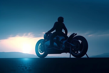 Fototapeta na wymiar Futuristic Motor Cycle with Rider