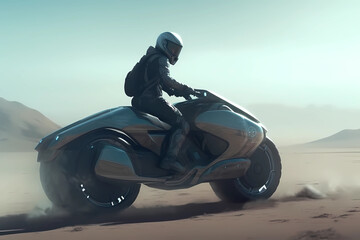 Futuristic Motor Cycle with Rider