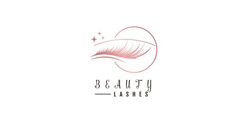 Beauty lash logo with creative design premium vector