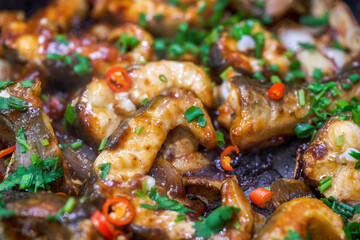 A plate of delicious and spicy Braised Catfish in Hunan Sauce