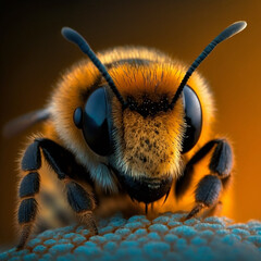 Macro Photography of Bee with Shallow Depth of Field generative ai