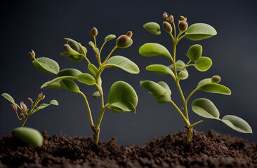 young plants sprouting from soil