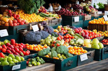 Fototapeta na wymiar a large display of fruits and vegetables